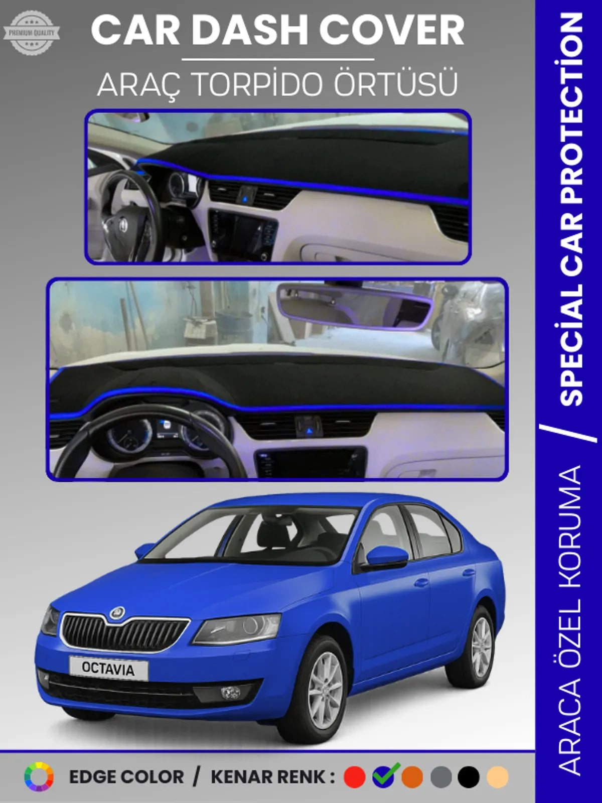 SKODA OCTAVIA A7 (2013-2019) Uyumlu Torpido Örtüsü Araca Özel Ön Göğüs Koruma