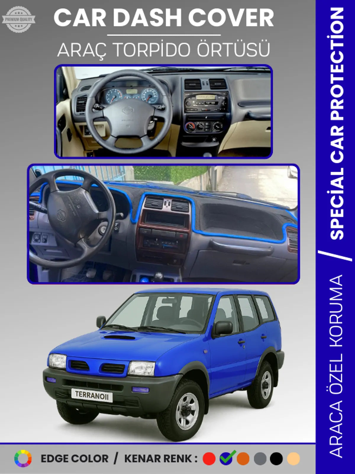NISSAN TERRANO 2 R20 (1993-2006) Uyumlu Torpido Örtüsü Araca Özel Ön Göğüs Koruma