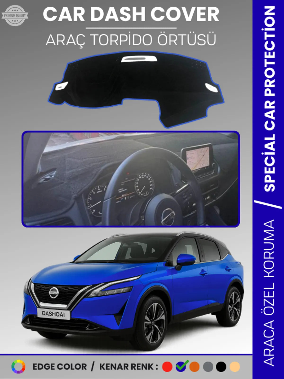 NİSSAN QASHQAİ J12 (2021-2025) Uyumlu Torpido Örtüsü Araca Özel Ön Göğüs Koruma