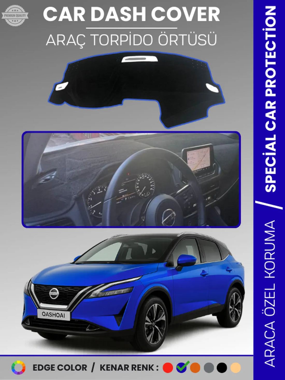 NİSSAN QASHQAİ J12 (2021-2025) Uyumlu Torpido Örtüsü Araca Özel Ön Göğüs Koruma