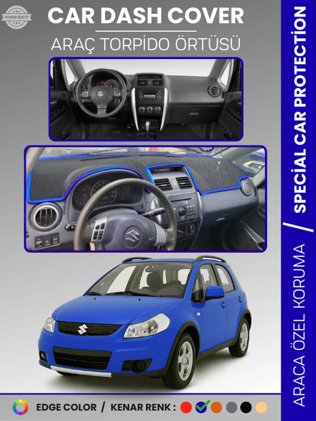 SUZUKI SX4 (2006-2014) Uyumlu Torpido Örtüsü Araca Özel Ön Göğüs Koruma