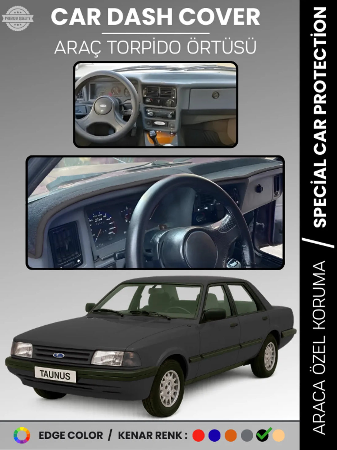 FORD TAUNNUS (1986-1994) Uyumlu Torpido Örtüsü Araca Özel Ön Göğüs Koruma