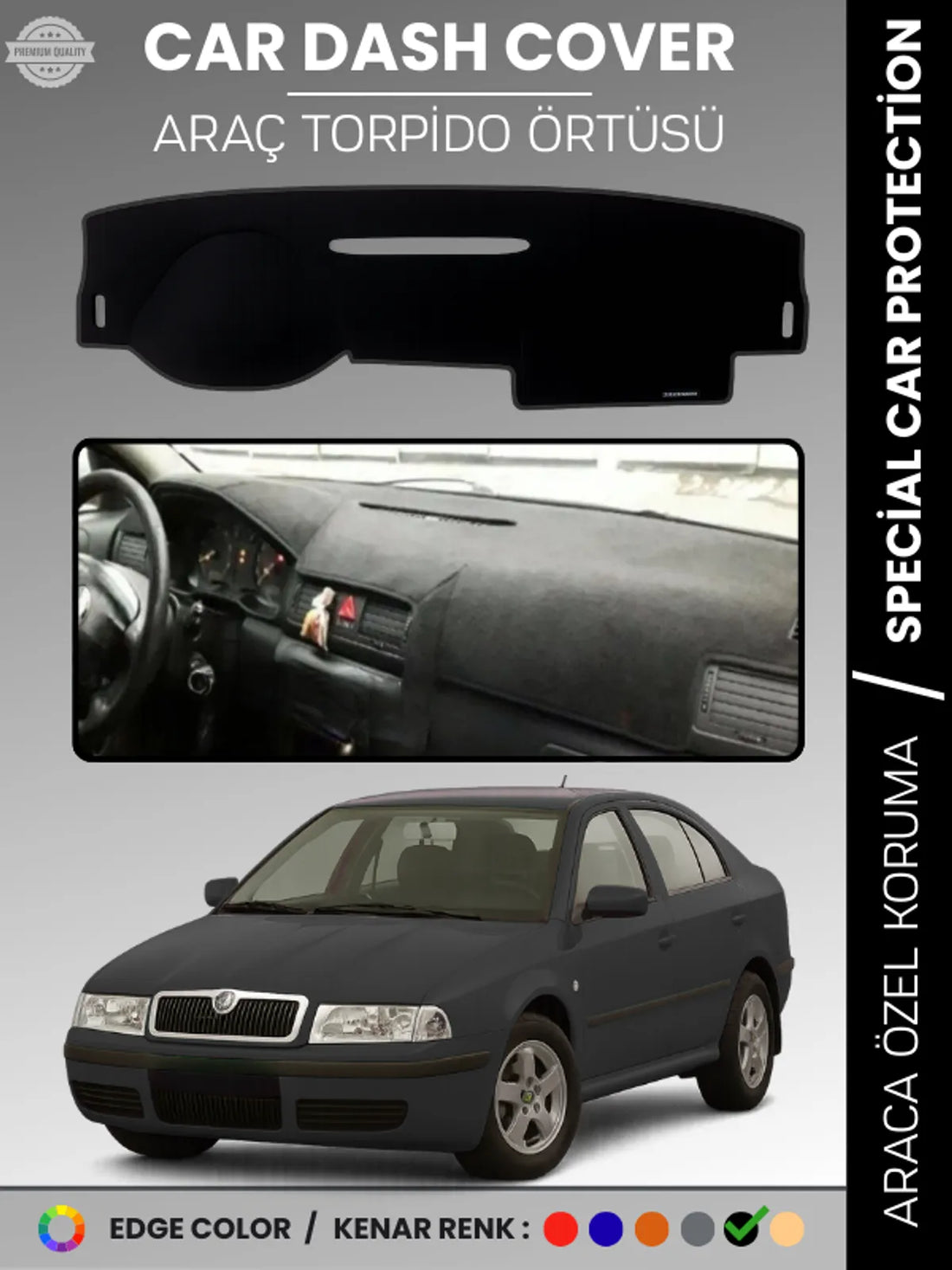 SKODA OCTAVİA (2001-2004) Uyumlu Torpido Örtüsü Araca Özel Ön Göğüs Koruma