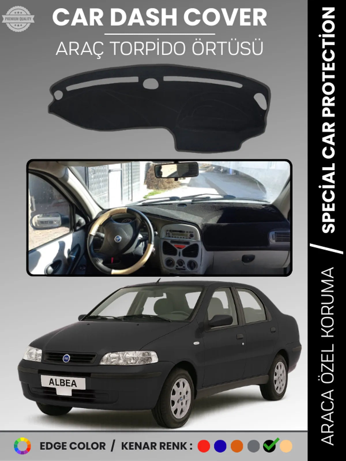 FIAT ALBEA (1999-2005) Uyumlu Torpido Örtüsü Araca Özel Ön Göğüs Koruma