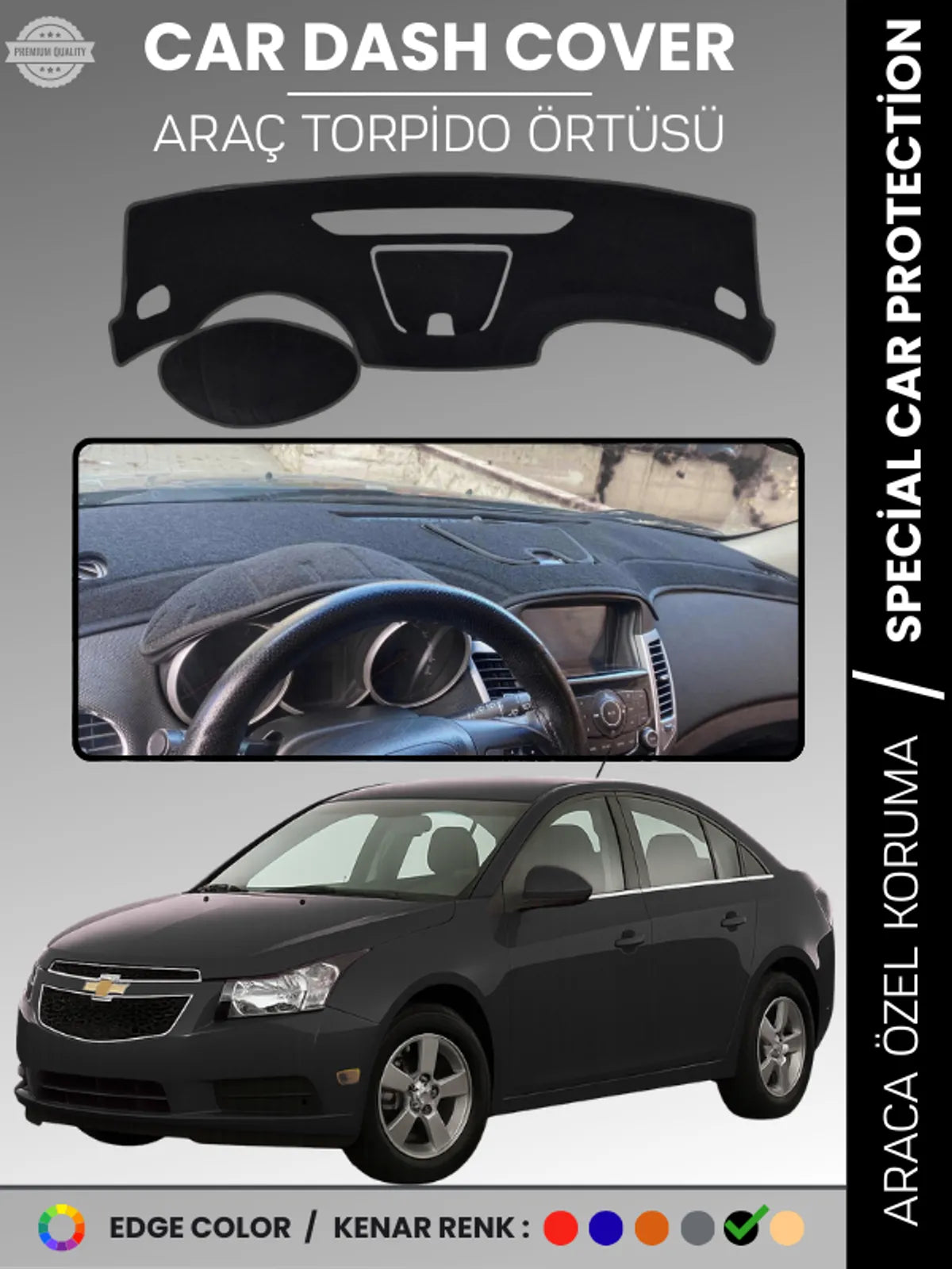 CHEVROLET Cruze (2008-2011) Uyumlu Torpido Örtüsü Araca Özel Ön Göğüs Koruma