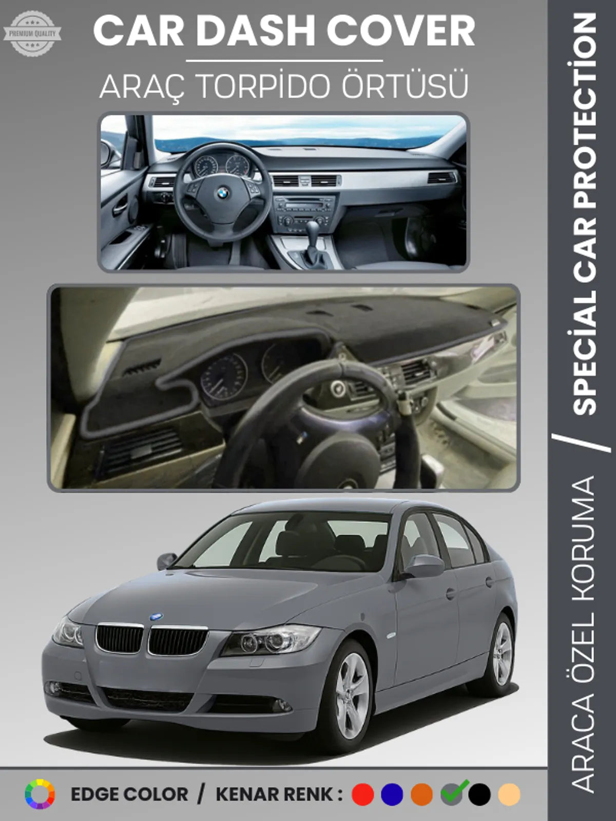 Bmw E90 (2006-2010) Uyumlu Torpido Örtüsü Araca Özel Ön Göğüs Koruma