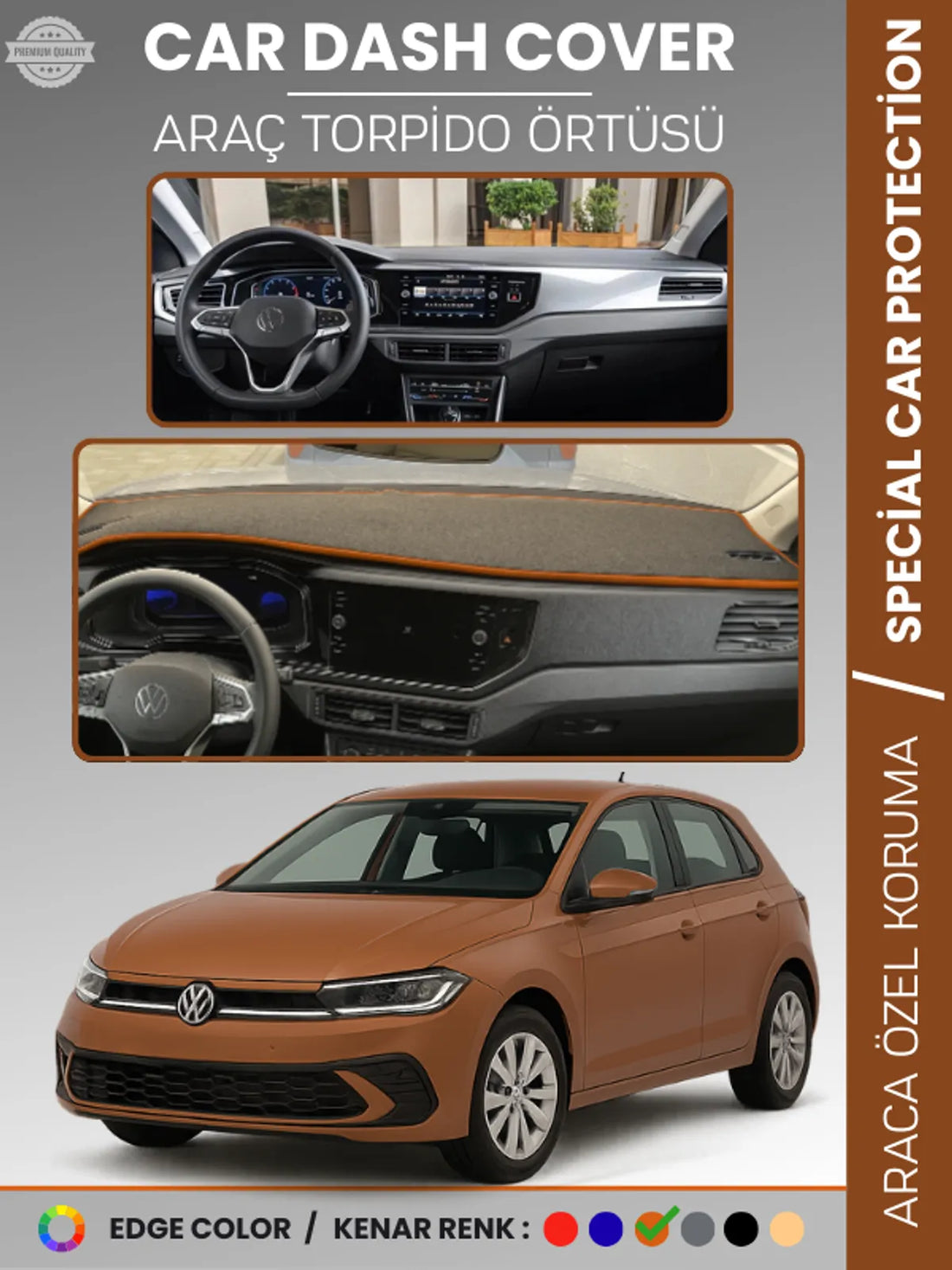 VOLKSWAGEN POLO (2022+) Uyumlu Torpido Örtüsü Araca Özel Ön Göğüs Koruma