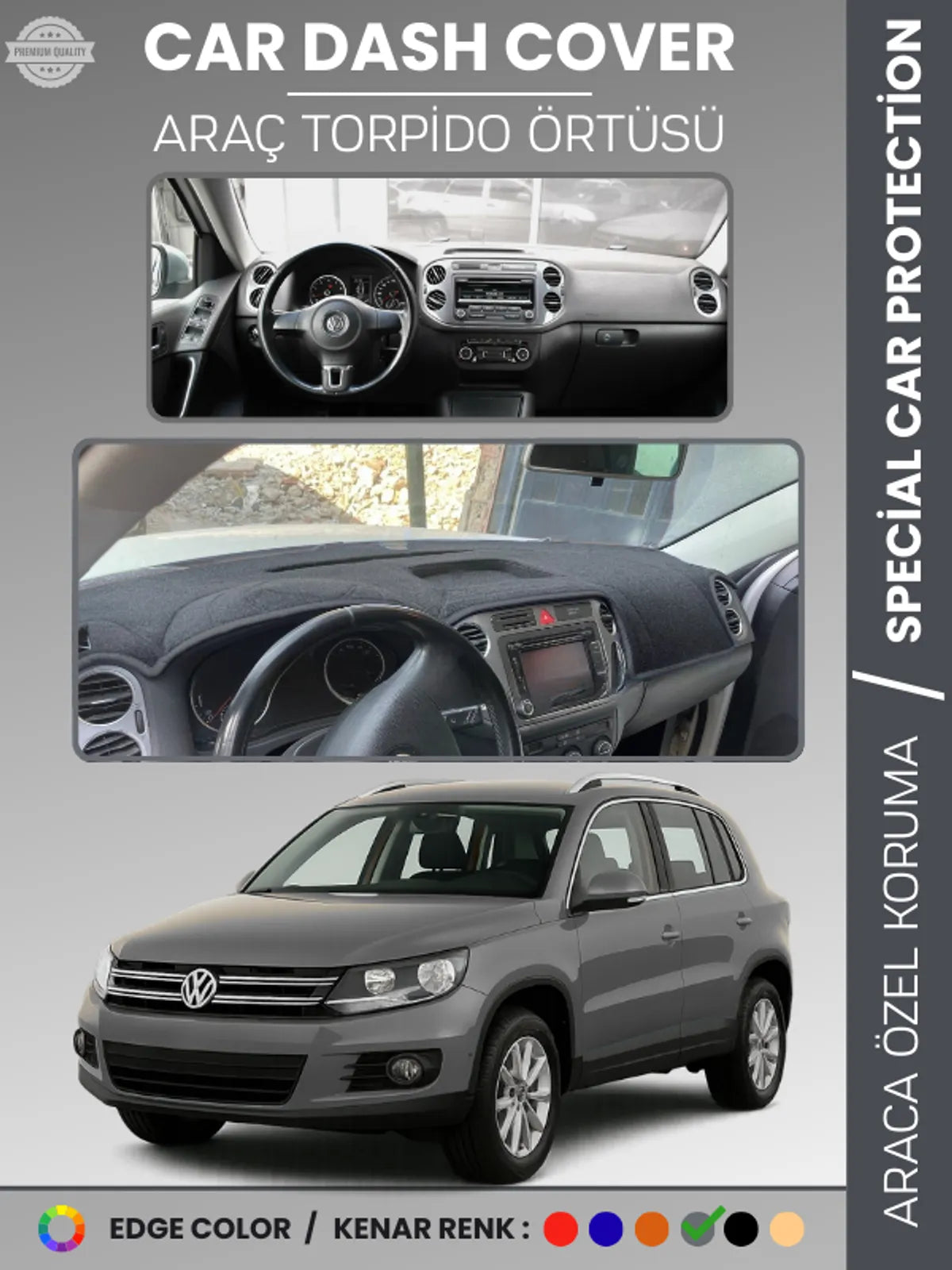 VOLKSWAGEN TIGUAN (2007-2015) Uyumlu Torpido Örtüsü Araca Özel Ön Göğüs Koruma