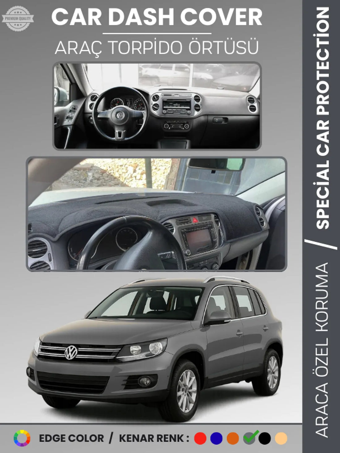 VOLKSWAGEN TIGUAN (2007-2015) Uyumlu Torpido Örtüsü Araca Özel Ön Göğüs Koruma