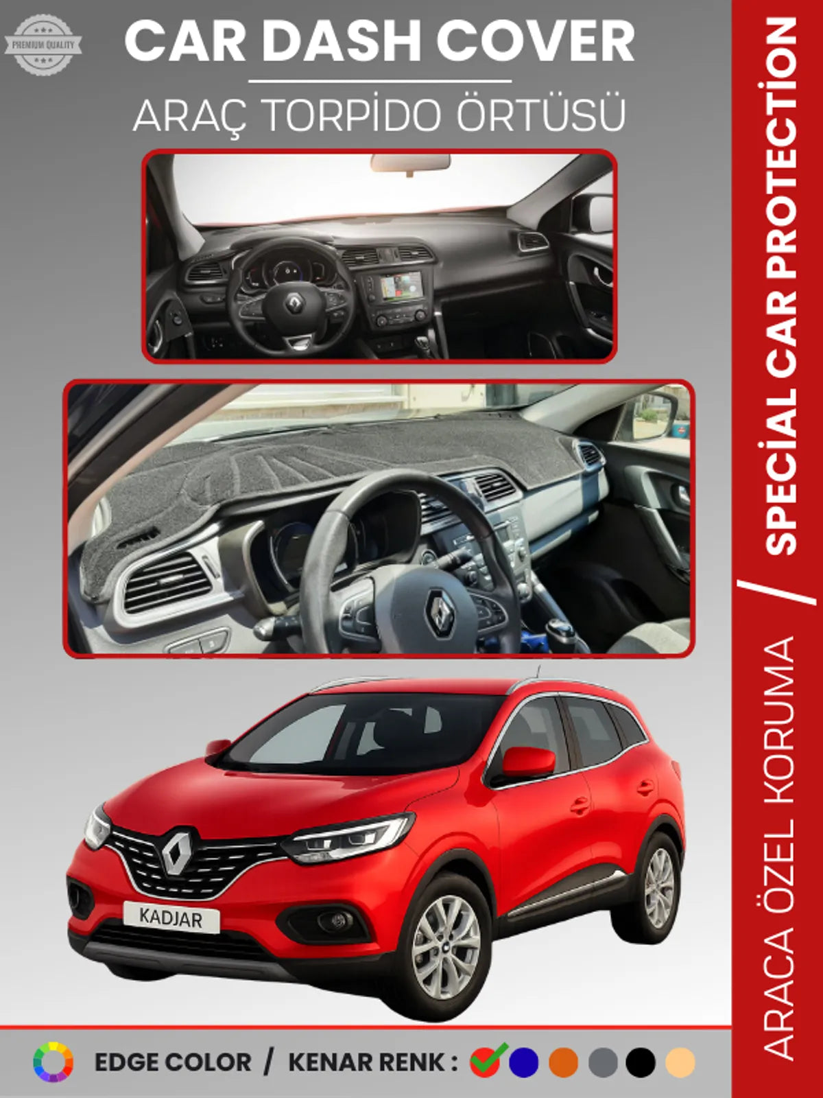 RENAULT KADJAR (2015-2022) Uyumlu Torpido Örtüsü Araca Özel Ön Göğüs Koruma