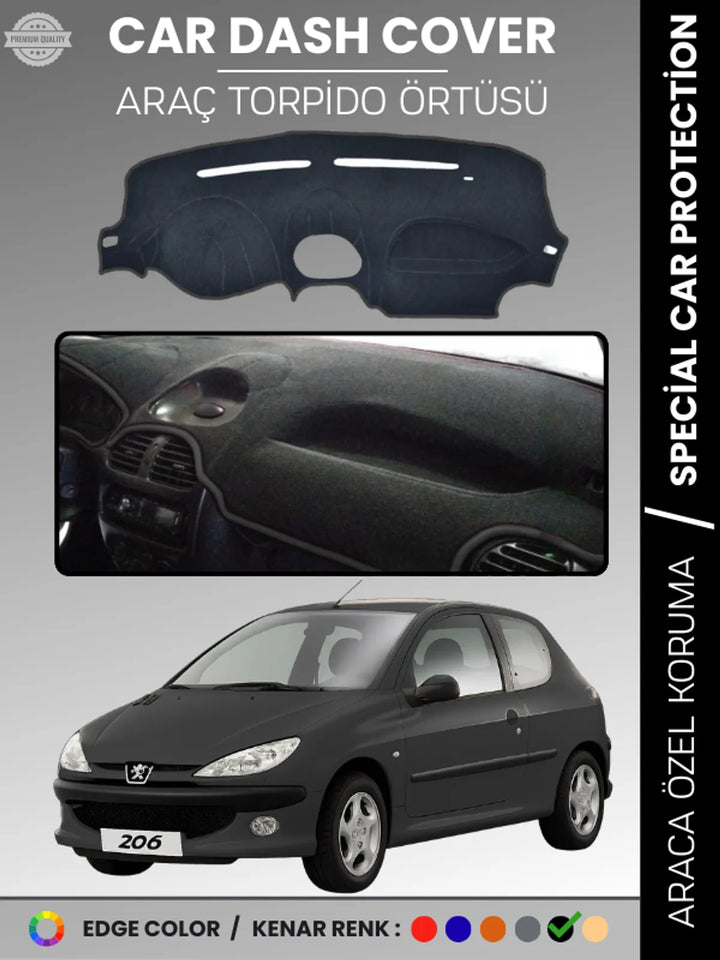 PEUGEOT 206 KÜÇÜK EKRAN (1998-2003) Uyumlu Torpido Örtüsü Araca Özel Ön Göğüs Koruma