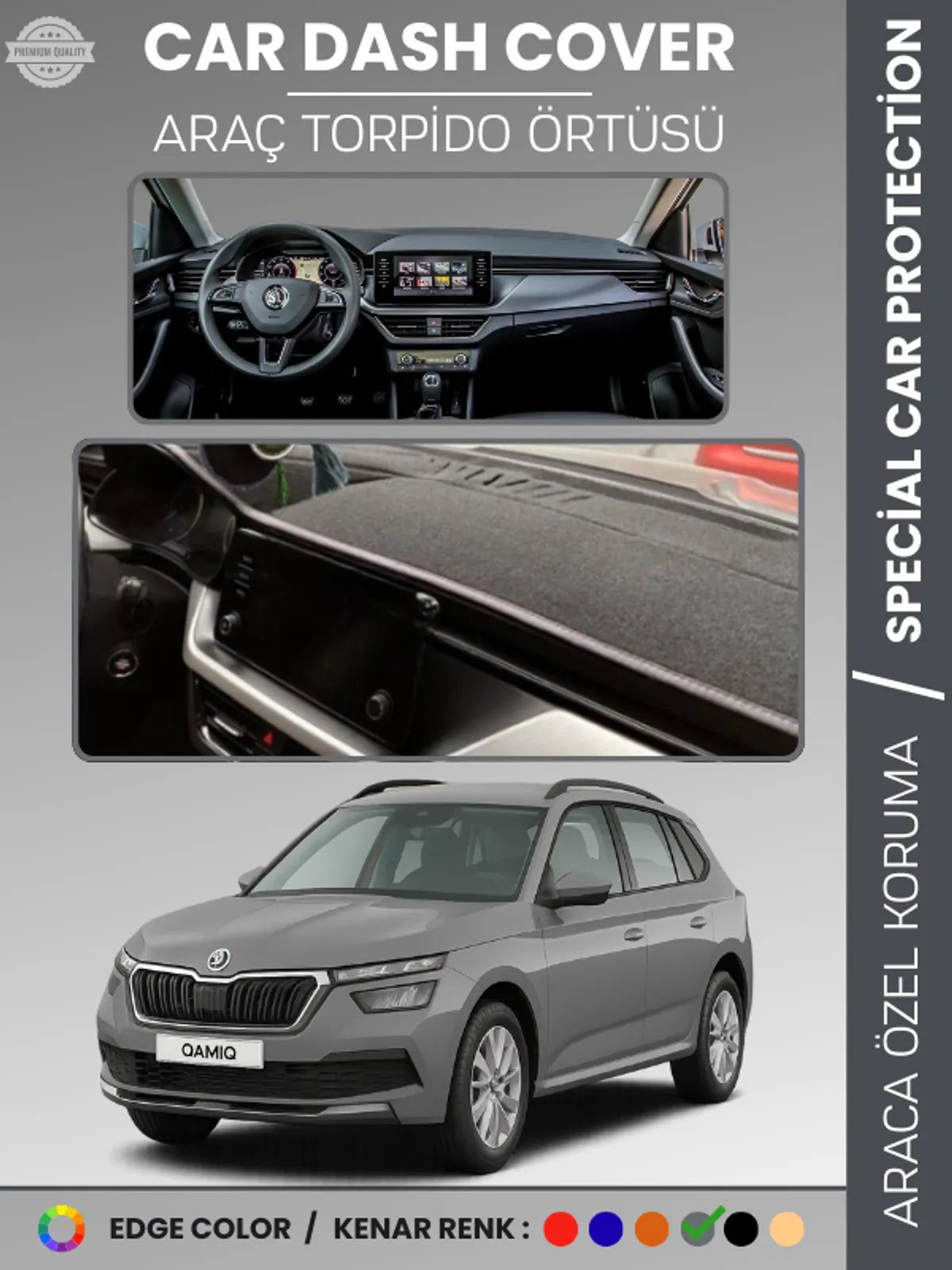 SKODA KAMIQ (2019-2024) Uyumlu Torpido Örtüsü Araca Özel Ön Göğüs Koruma