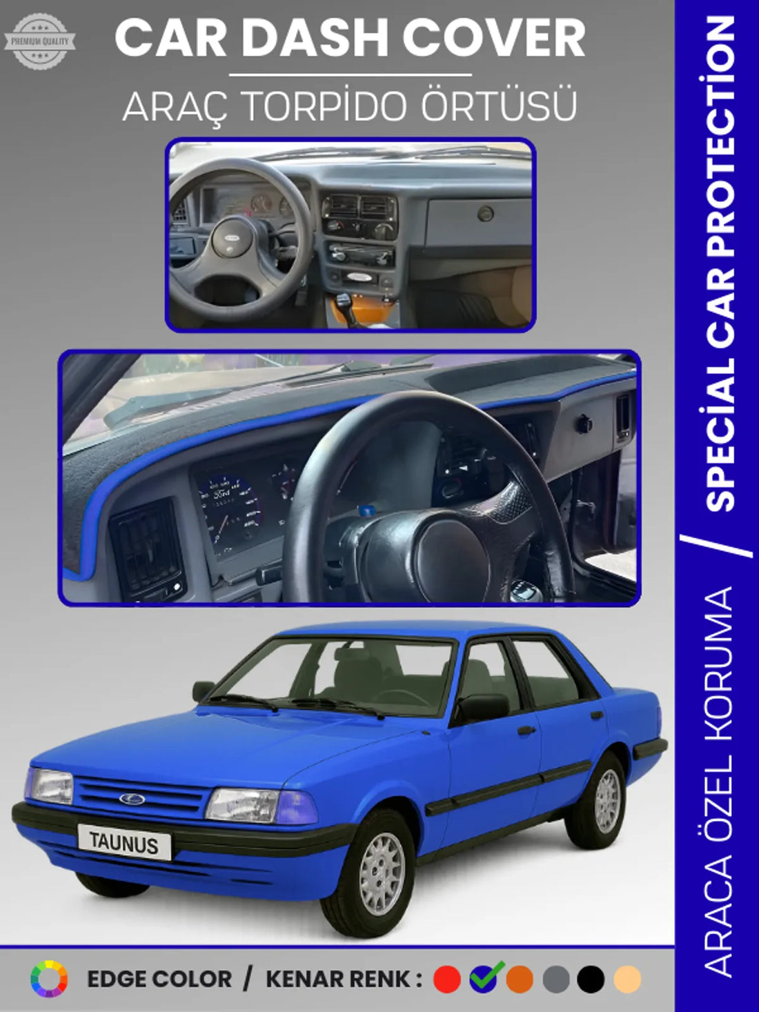 FORD TAUNNUS (1986-1994) Uyumlu Torpido Örtüsü Araca Özel Ön Göğüs Koruma