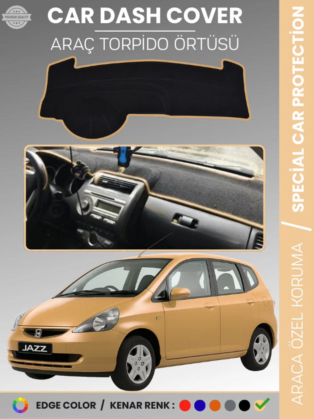 HONDA JAZZ (2002-2007) Uyumlu Torpido Örtüsü Araca Özel Ön Göğüs Koruma