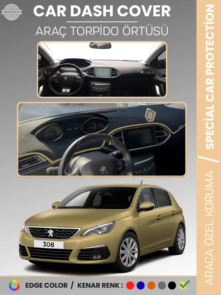PEUGEOT 308 (2020+) Uyumlu Torpido Örtüsü Araca Özel Ön Göğüs Koruma