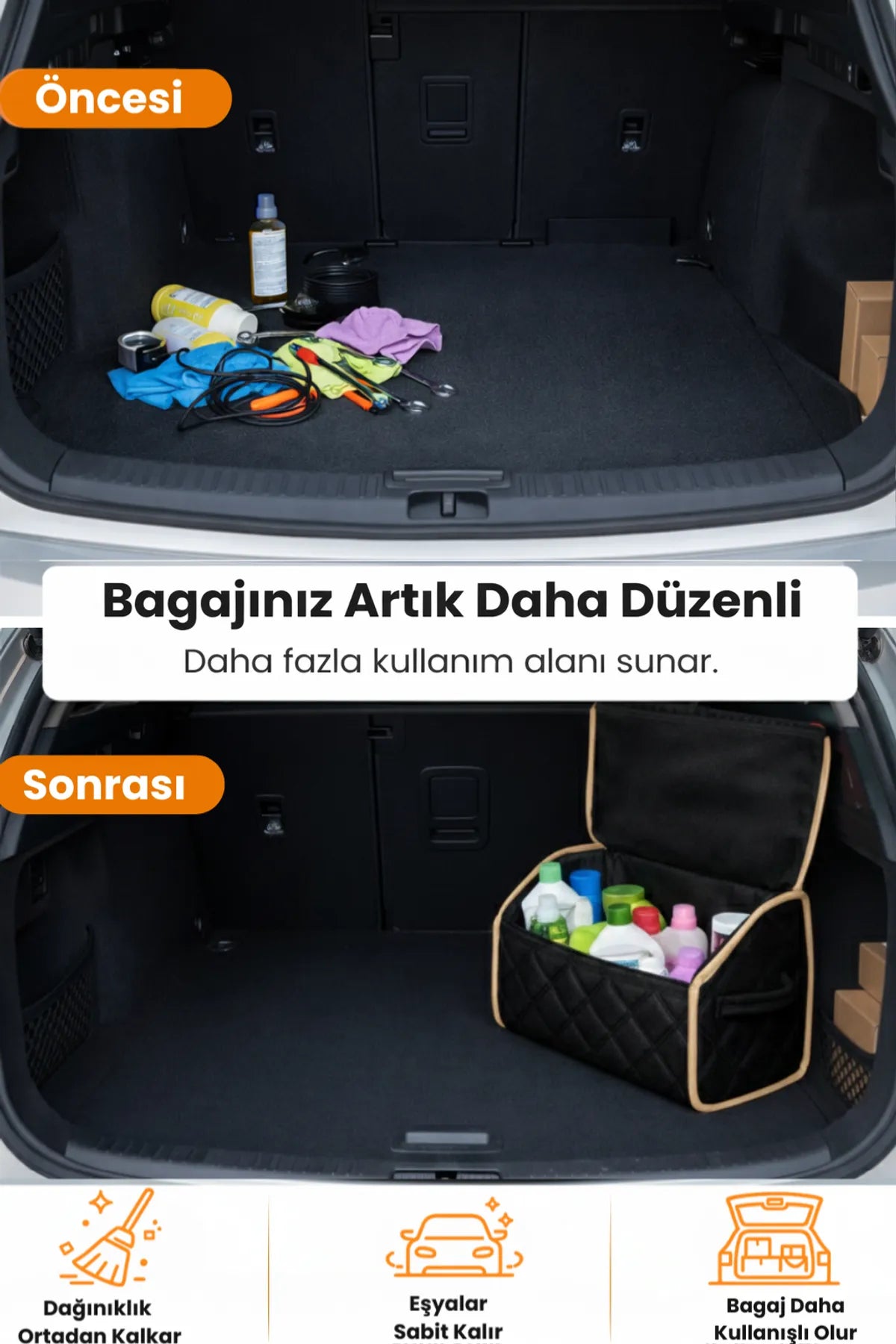 Oto Bagaj Çantası Lüks Tay Tüyü Su Geçirmez Kaymaz Katlanır Düzenleyici