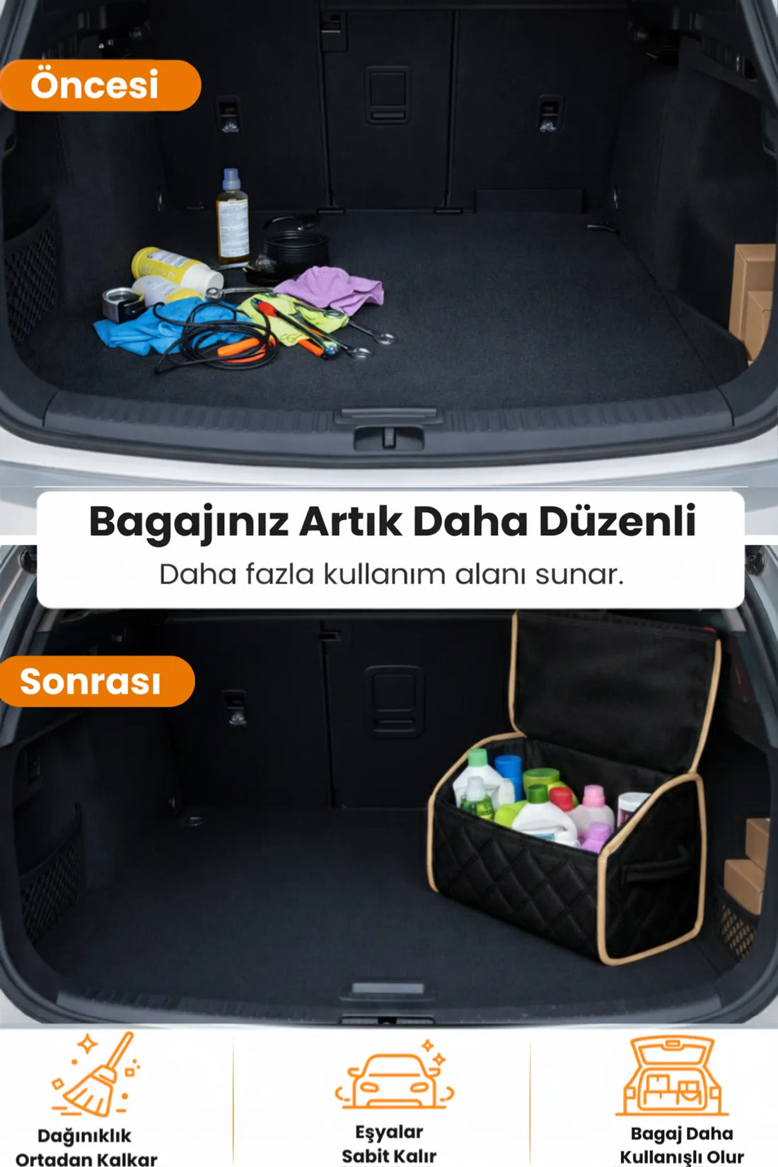 Oto Bagaj Çantası Lüks Tay Tüyü Su Geçirmez Kaymaz Katlanır Düzenleyici