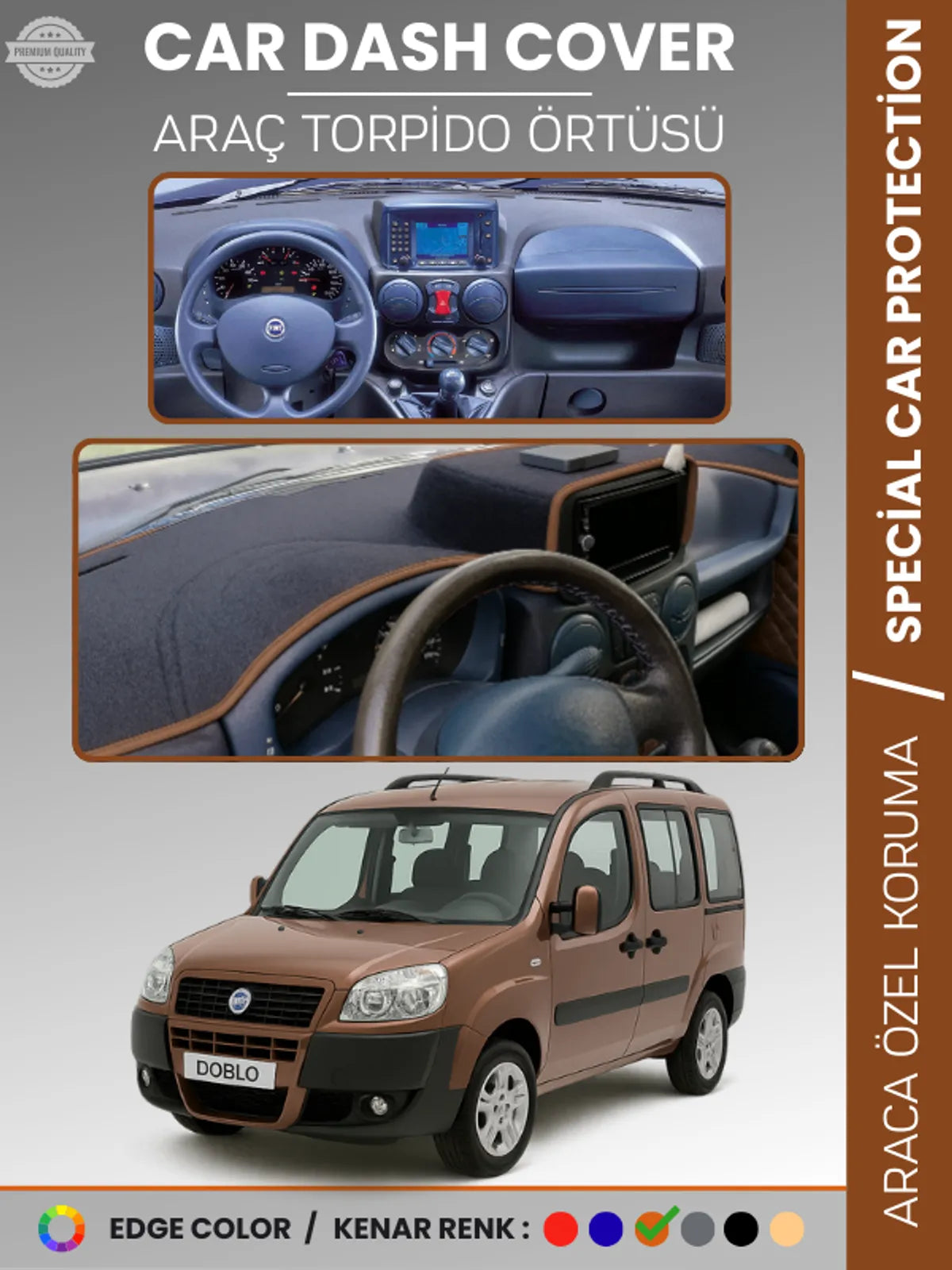 FIAT DOBLO (2000-2008) Uyumlu Torpido Örtüsü Araca Özel Ön Göğüs Koruma