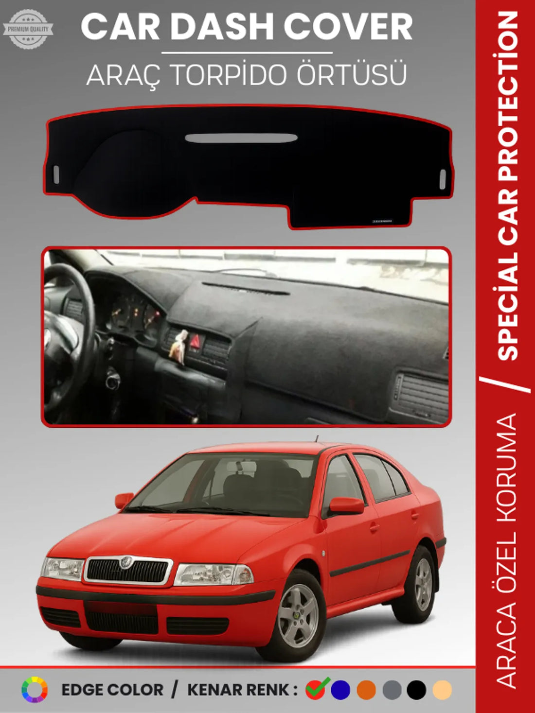 SKODA OCTAVİA (2001-2004) Uyumlu Torpido Örtüsü Araca Özel Ön Göğüs Koruma