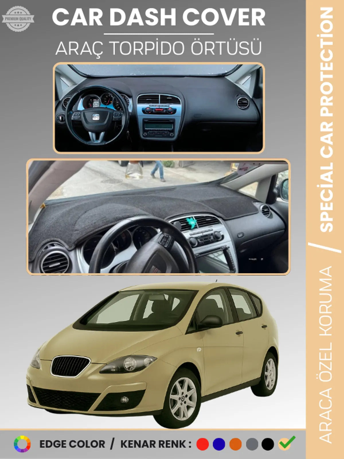 SEAT ALTEA (2010-2015) Uyumlu Torpido Örtüsü Araca Özel Ön Göğüs Koruma