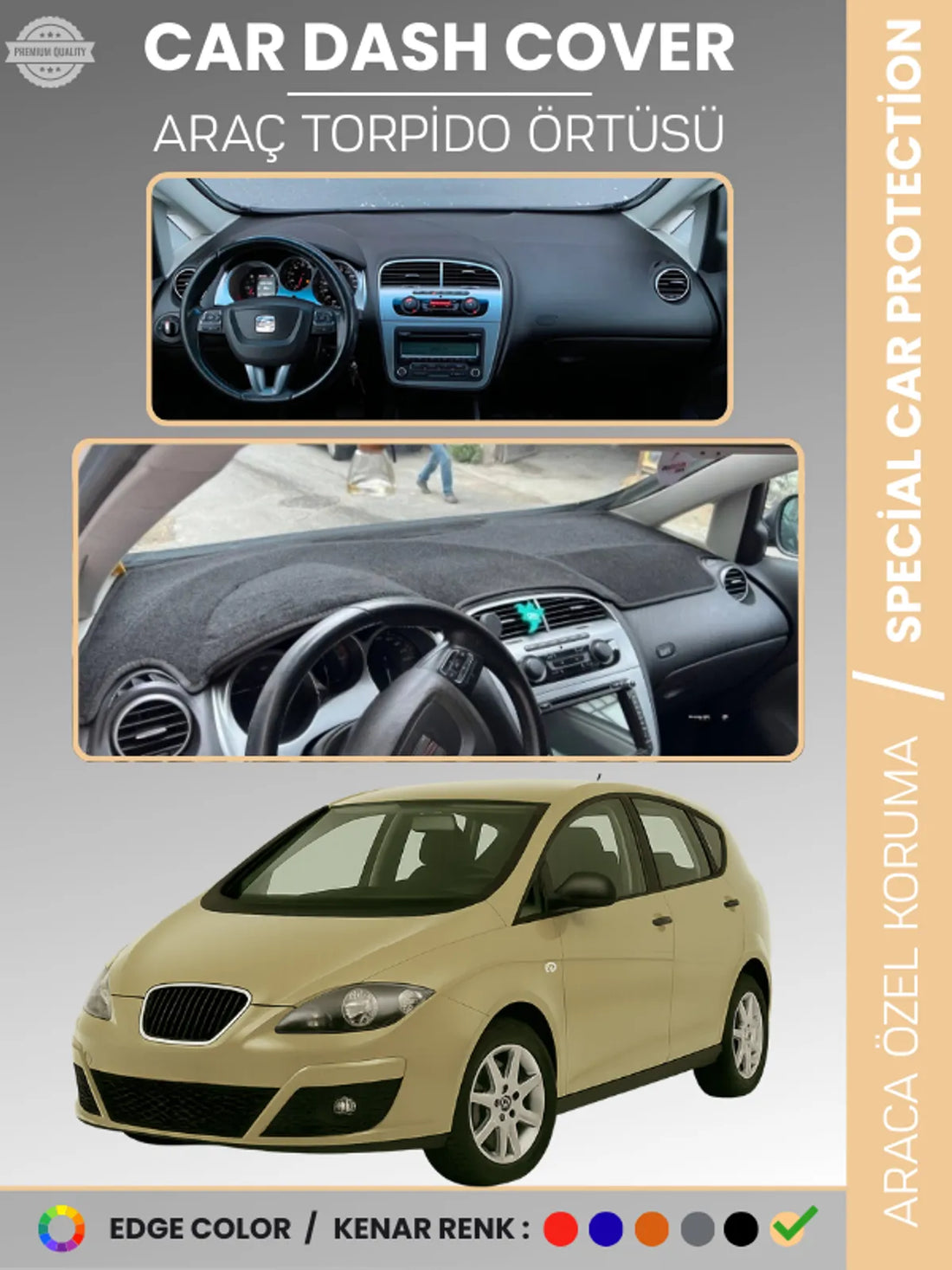 SEAT ALTEA (2010-2015) Uyumlu Torpido Örtüsü Araca Özel Ön Göğüs Koruma
