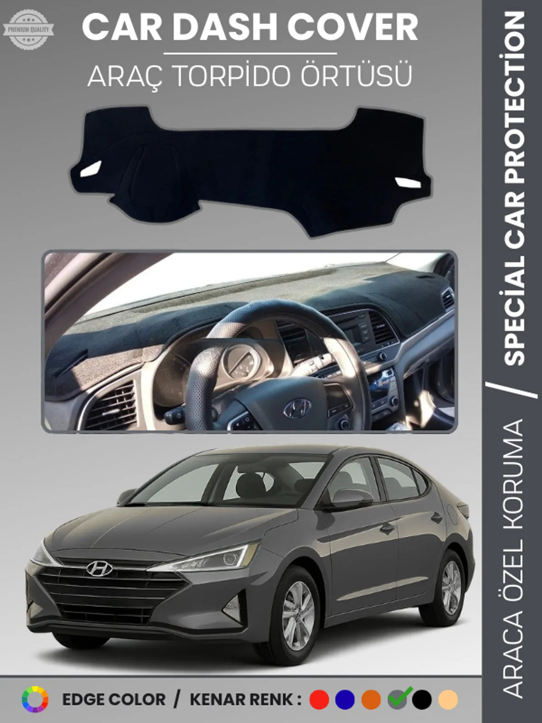 HYUNDAİ ELANTRA (2017-2020) Uyumlu Torpido Örtüsü Araca Özel Ön Göğüs Koruma