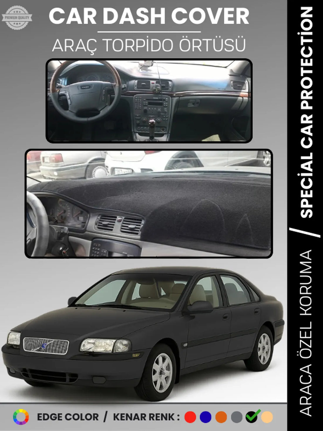 VOLVO S80 (1998-2006) Uyumlu Torpido Örtüsü Araca Özel Ön Göğüs Koruma