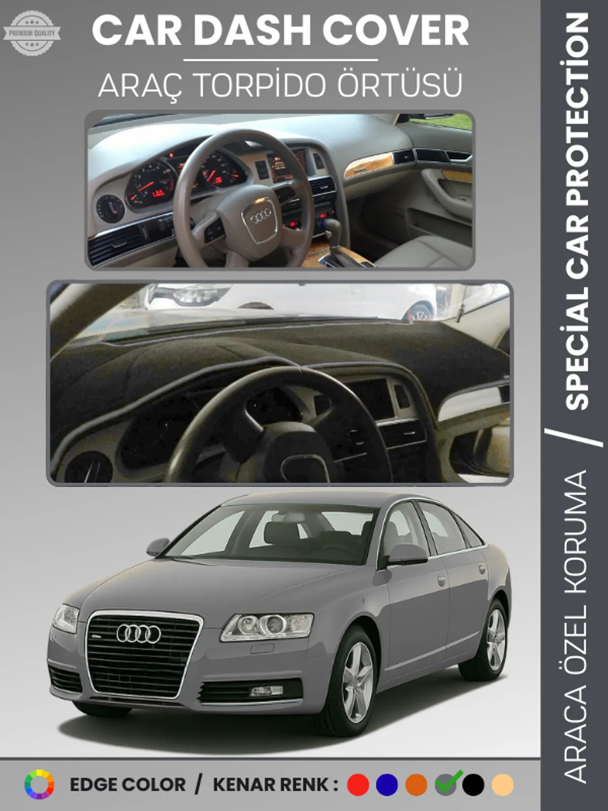 AUDI A6 (2005-2011) Uyumlu Torpido Örtüsü Araca Özel Ön Göğüs Koruma