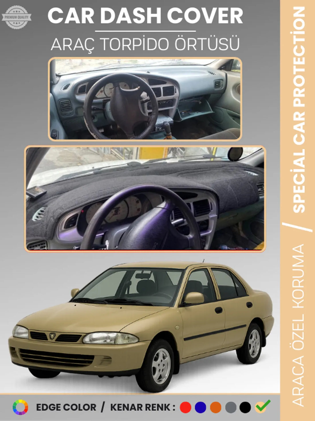 PROTON 415 / WIRA (1993-2004) Uyumlu Torpido Örtüsü Araca Özel Ön Göğüs Koruma