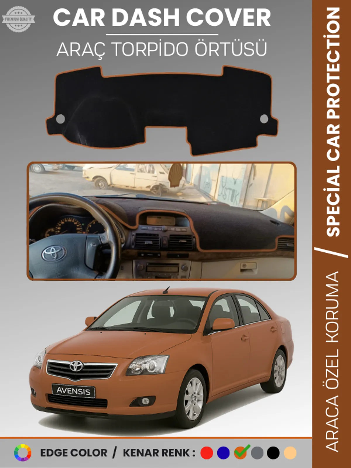TOYOTA AVENSİS T250 (2003-2008) Uyumlu Torpido Örtüsü Araca Özel Ön Göğüs Koruma