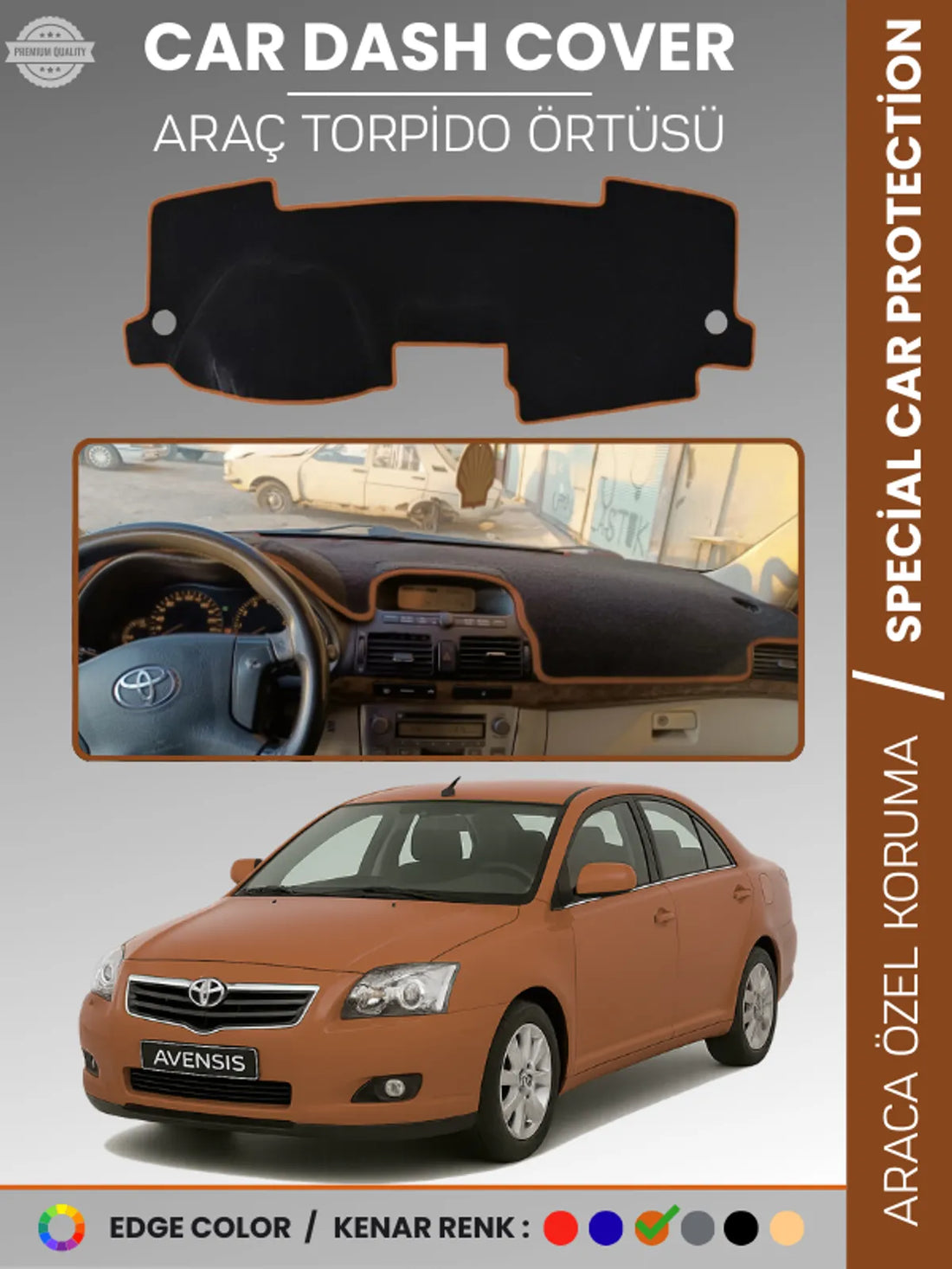 TOYOTA AVENSİS T250 (2003-2008) Uyumlu Torpido Örtüsü Araca Özel Ön Göğüs Koruma