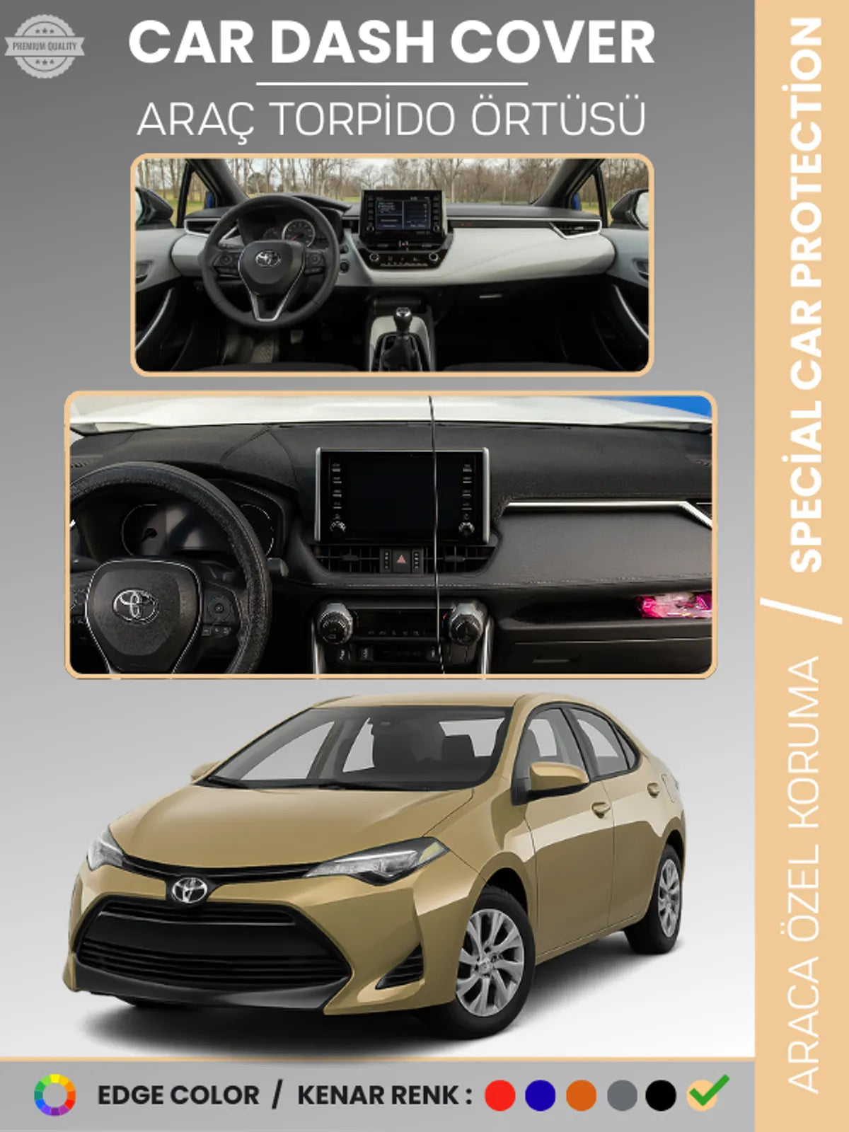 TOYOTA COROLLA (2019+) Uyumlu Torpido Örtüsü Araca Özel Ön Göğüs Koruma
