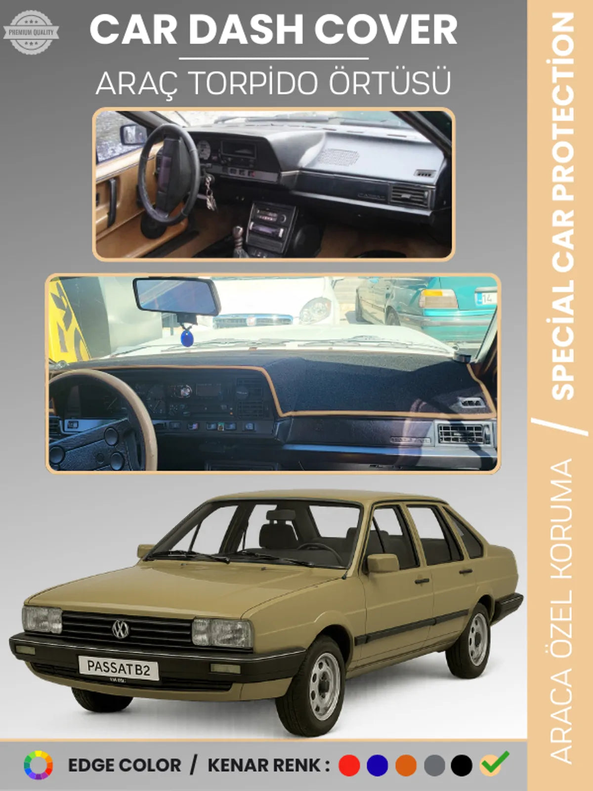 VOLKSWAGEN PASSAT B2 (1981-1988) Uyumlu Torpido Örtüsü Araca Özel Ön Göğüs Koruma
