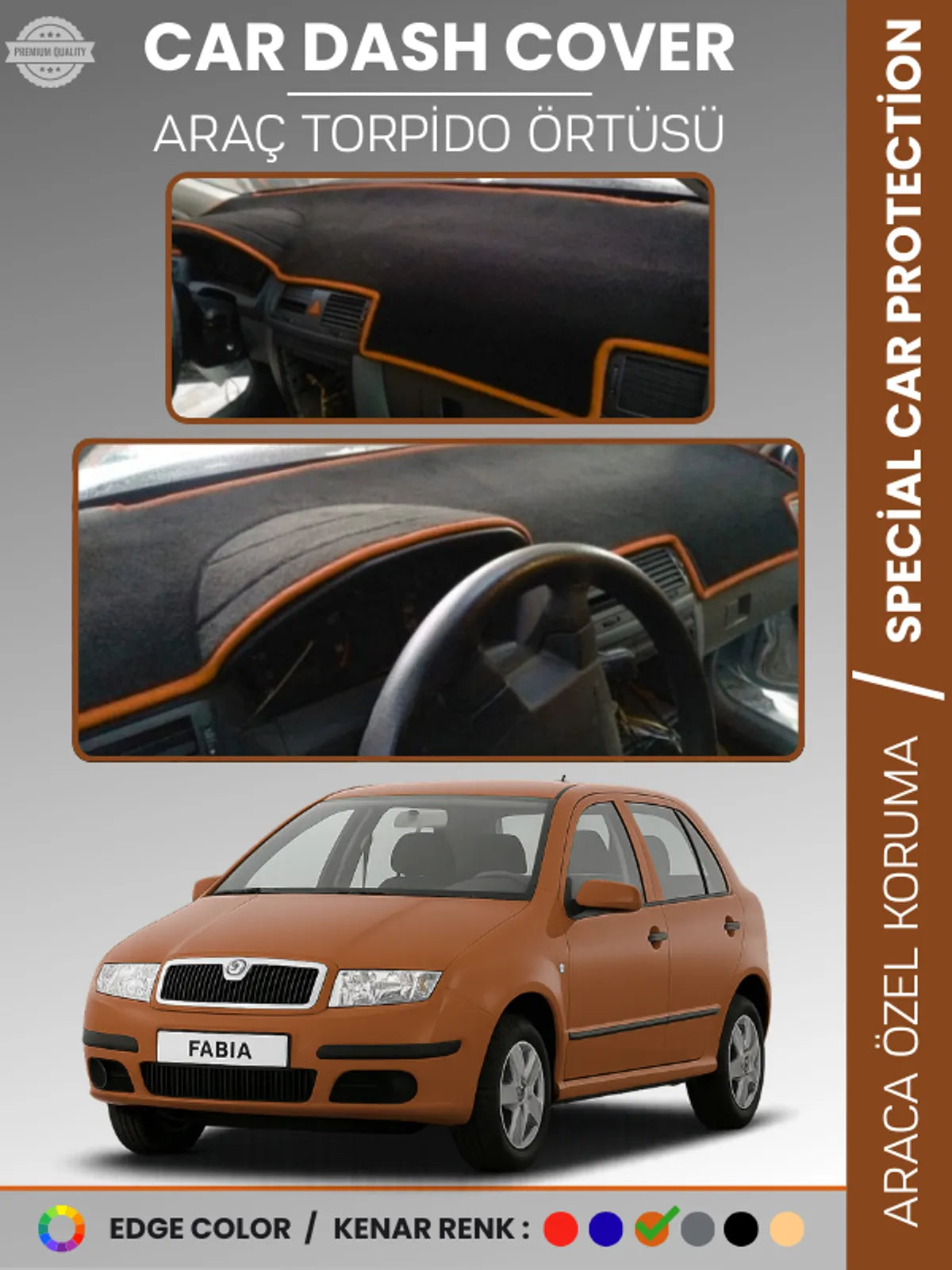SKODA FABİA (1999-2006) Uyumlu Torpido Örtüsü Araca Özel Ön Göğüs Koruma