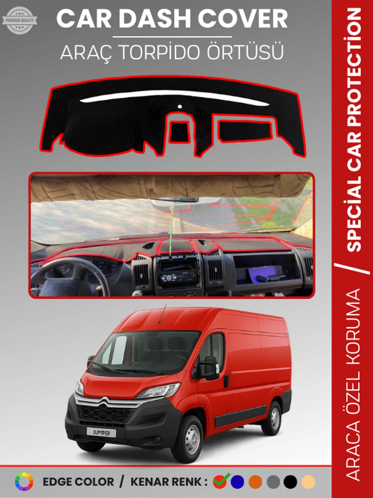 CITROEN JUMPER X290 KASA (2014-2024) Uyumlu Torpido Örtüsü Araca Özel Ön Göğüs Koruma