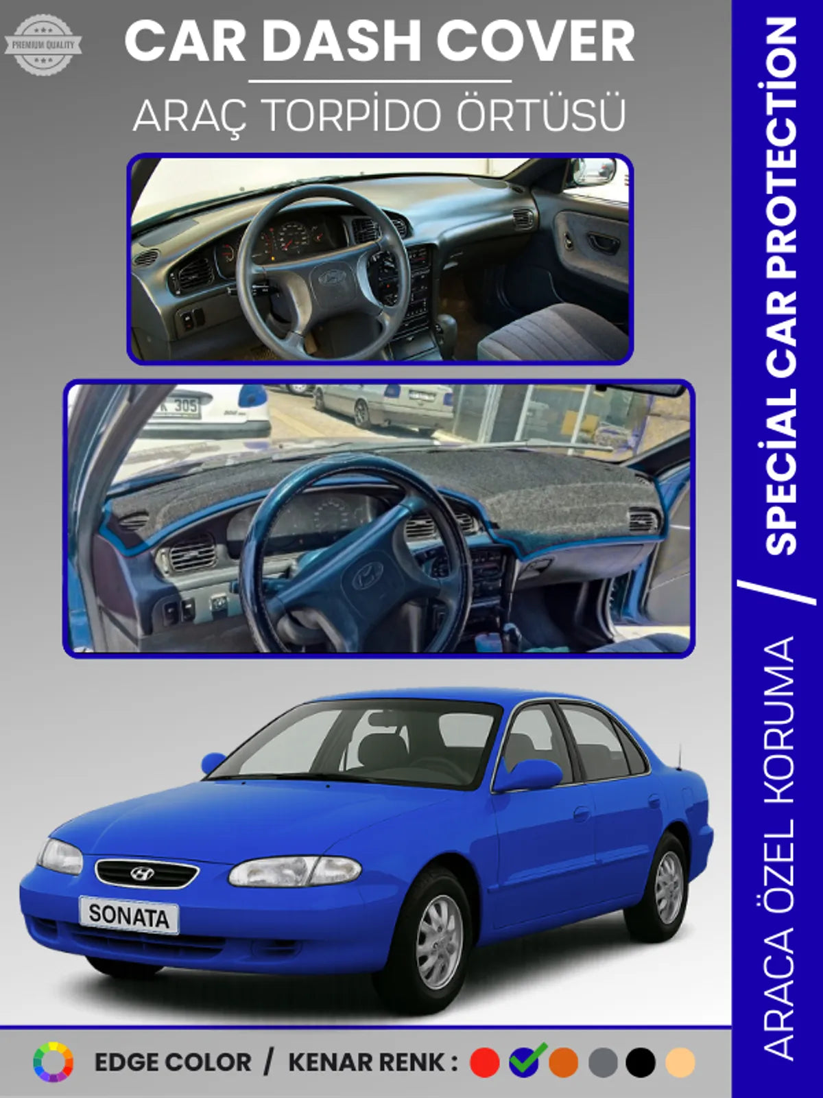 HYUNDAİ SONATA (1993-1998) Uyumlu Torpido Örtüsü Araca Özel Ön Göğüs Koruma