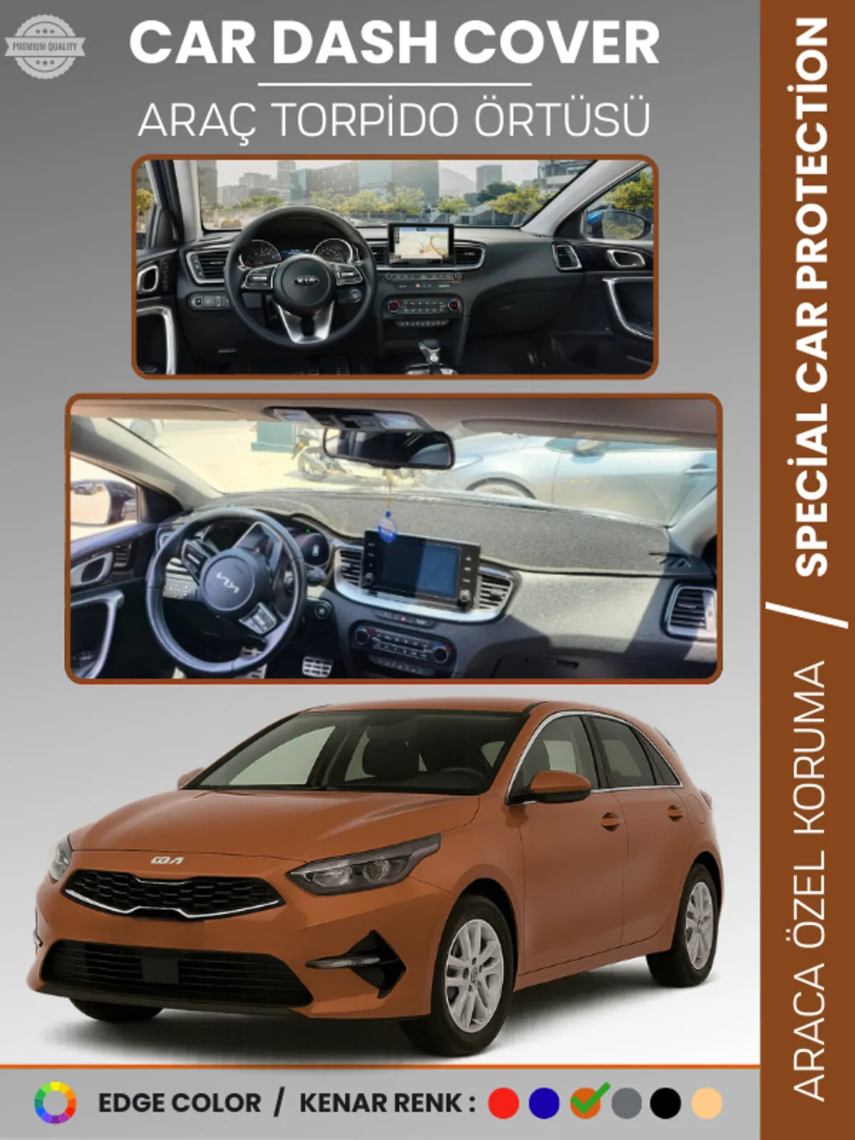 KIA CEED CD KASA (2018-2024) Uyumlu Torpido Örtüsü Araca Özel Ön Göğüs Koruma