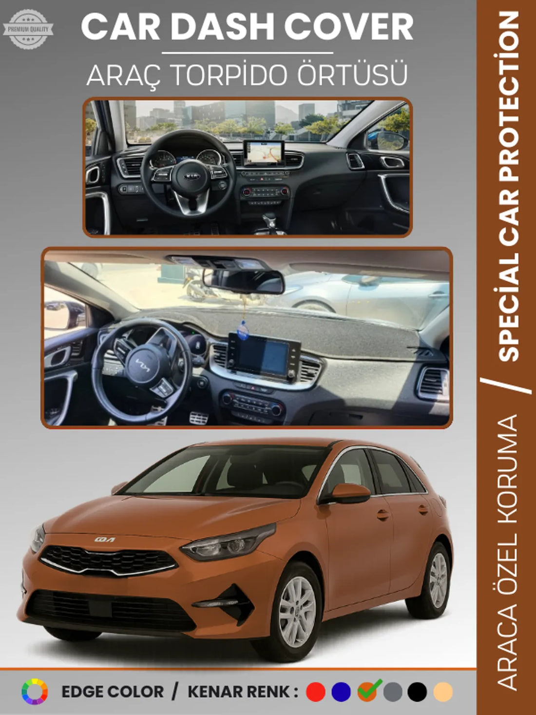 KIA CEED CD KASA (2018-2024) Uyumlu Torpido Örtüsü Araca Özel Ön Göğüs Koruma