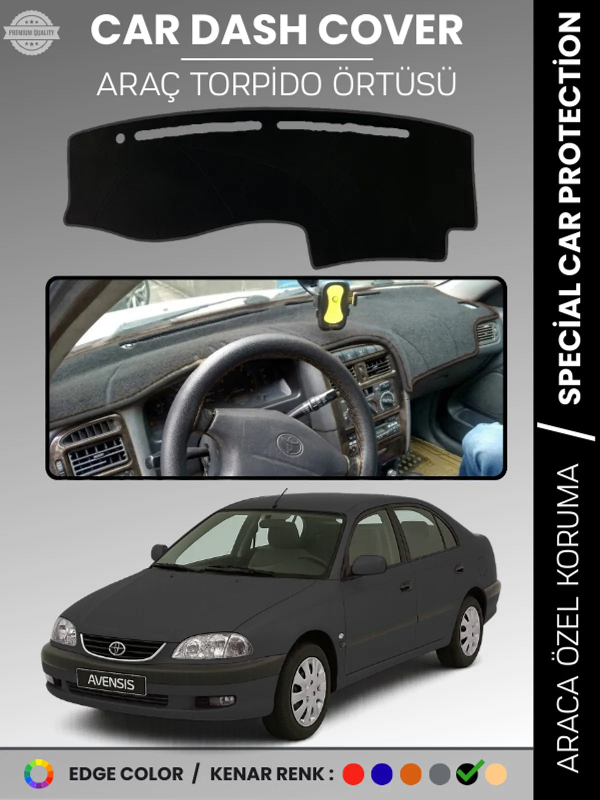TOYOTA AVENSİS T220 (1997-2002) Uyumlu Torpido Örtüsü Araca Özel Ön Göğüs Koruma