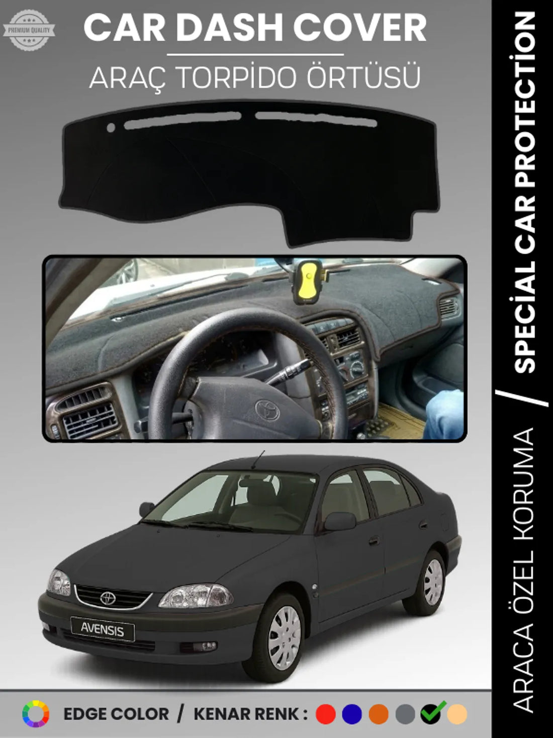 TOYOTA AVENSİS T220 (1997-2002) Uyumlu Torpido Örtüsü Araca Özel Ön Göğüs Koruma