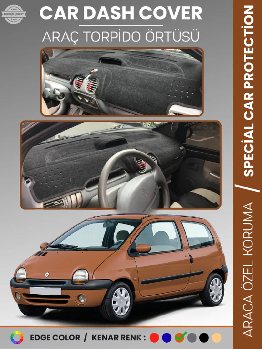 RENAULT TWINGO 1 (1998-2007) Uyumlu Torpido Örtüsü Araca Özel Ön Göğüs Koruma