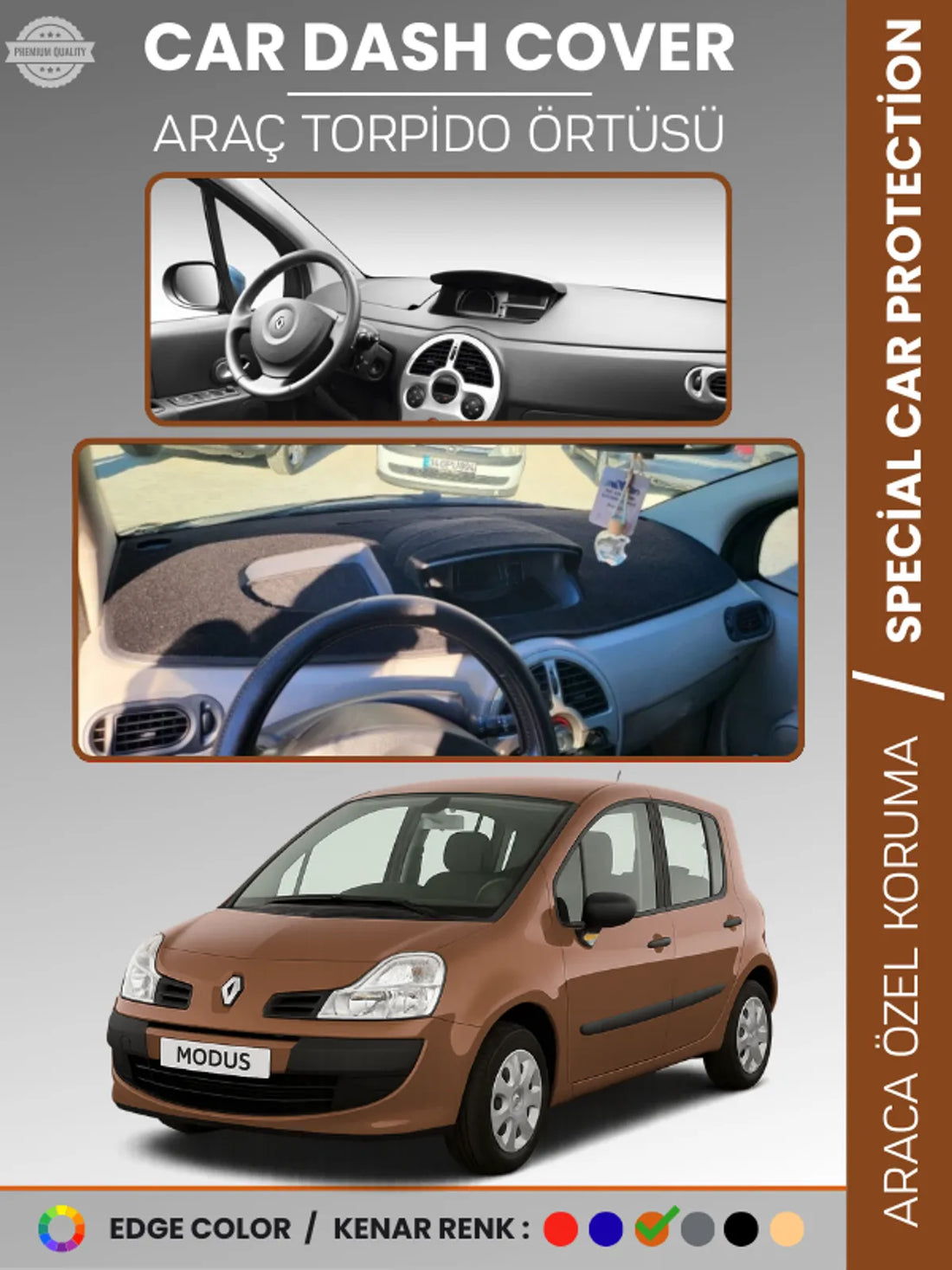 RENAULT MODUS (2004-2012) Uyumlu Torpido Örtüsü Araca Özel Ön Göğüs Koruma
