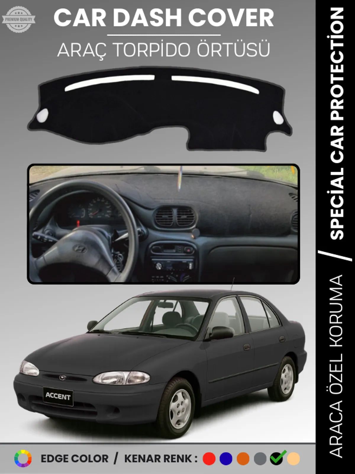 HYUNDAİ ACCENT YUMURTA KASA (1993-1999) Uyumlu Torpido Örtüsü Araca Özel Ön Göğüs Koruma