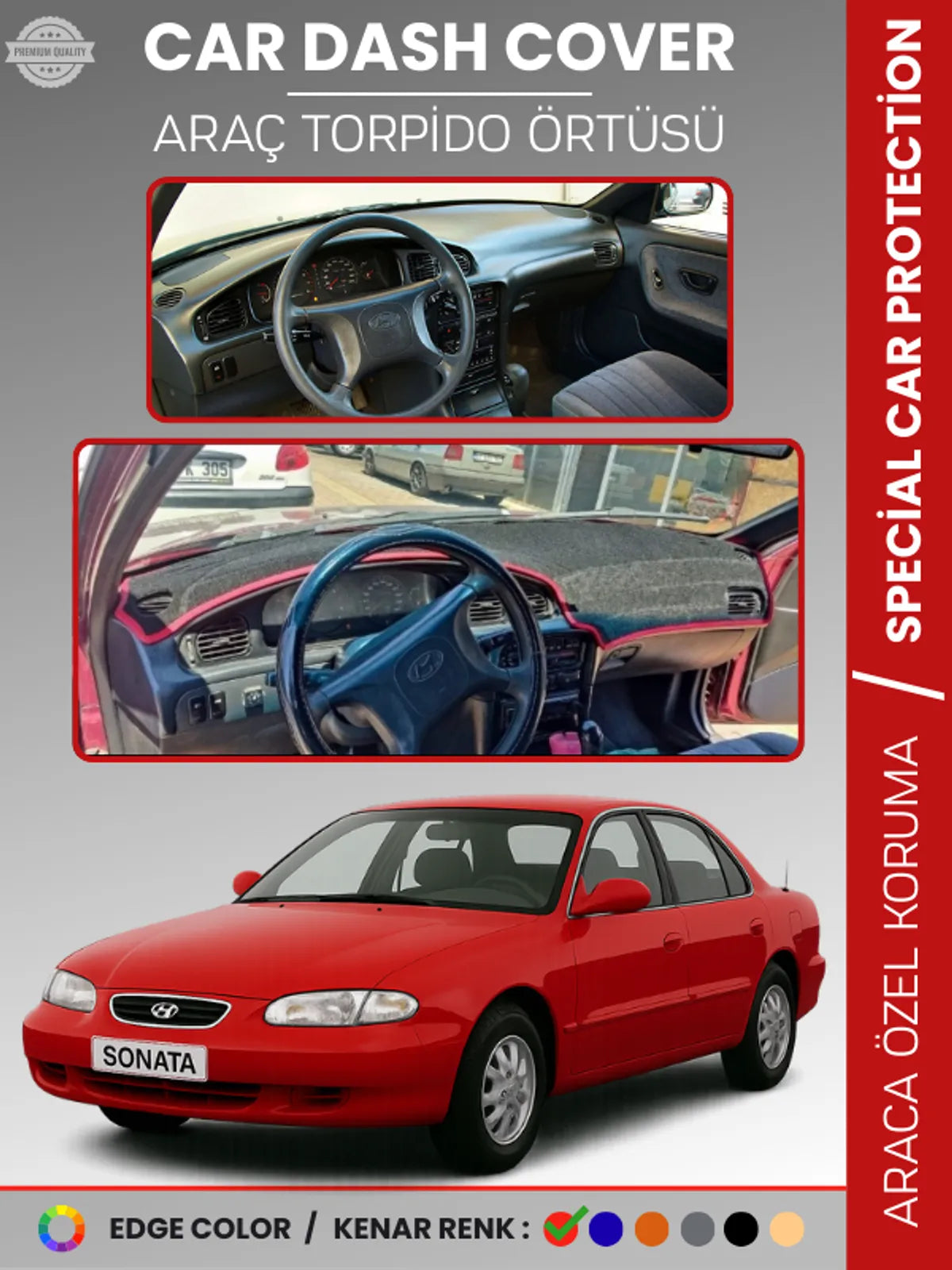 HYUNDAİ SONATA (1993-1998) Uyumlu Torpido Örtüsü Araca Özel Ön Göğüs Koruma