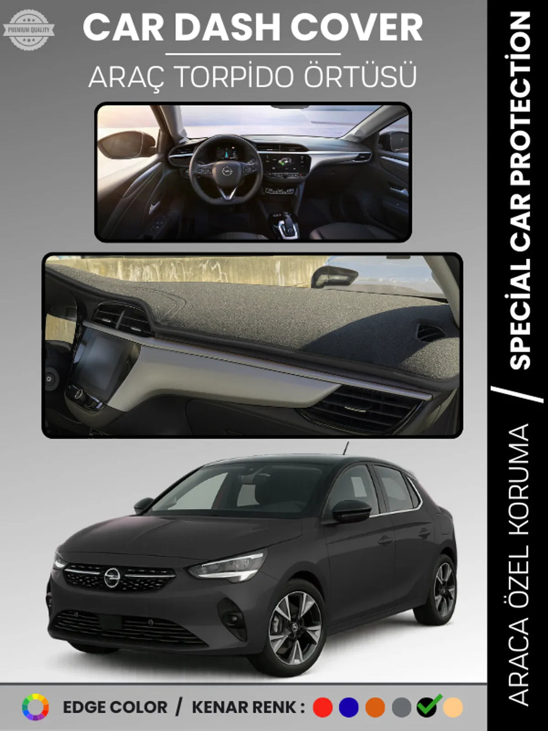 OPEL CORSA F (2019+) Uyumlu Torpido Örtüsü Araca Özel Ön Göğüs Koruma