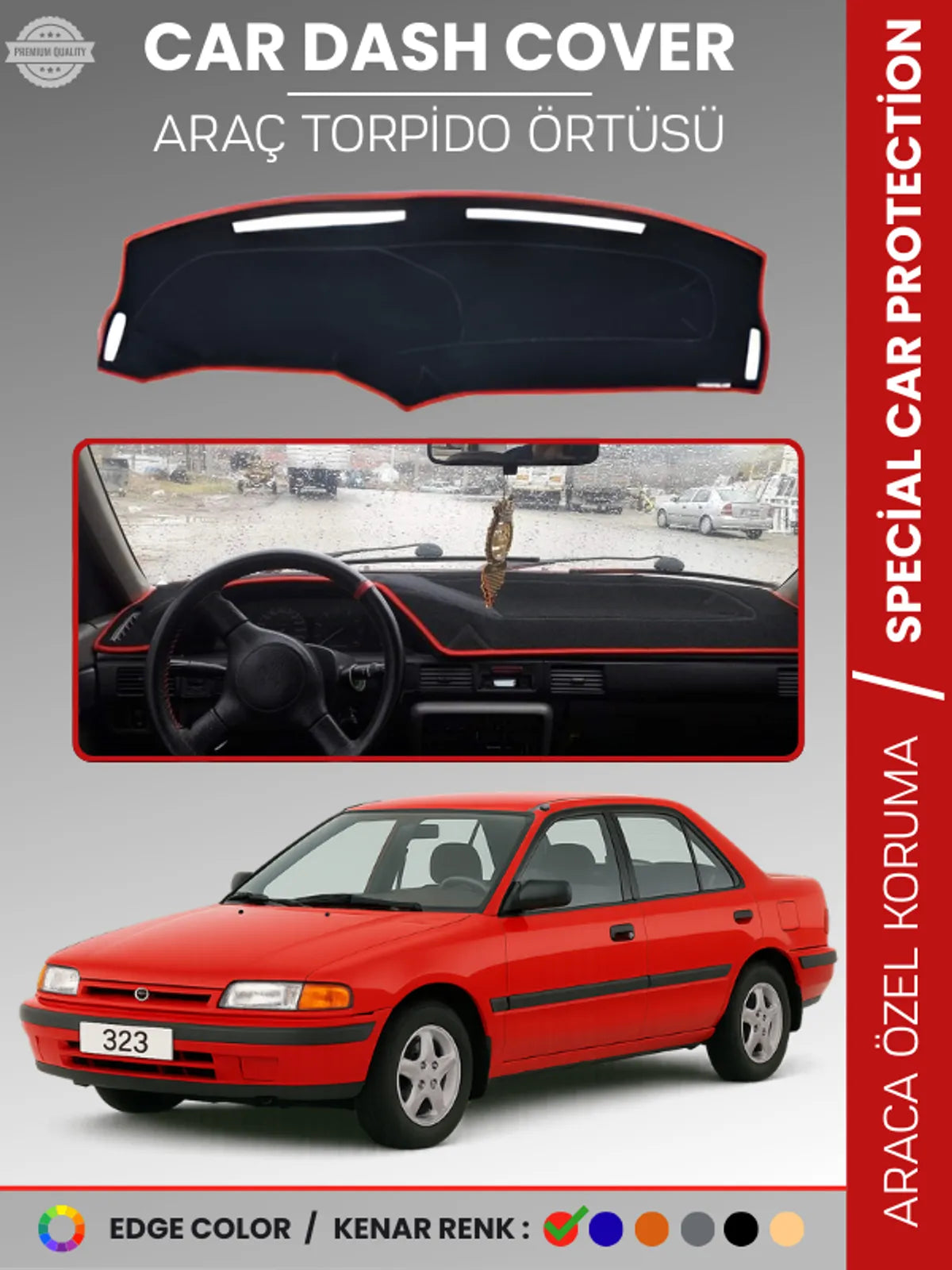 MAZDA 323 (1991-1995) Uyumlu Torpido Örtüsü Araca Özel Ön Göğüs Koruma