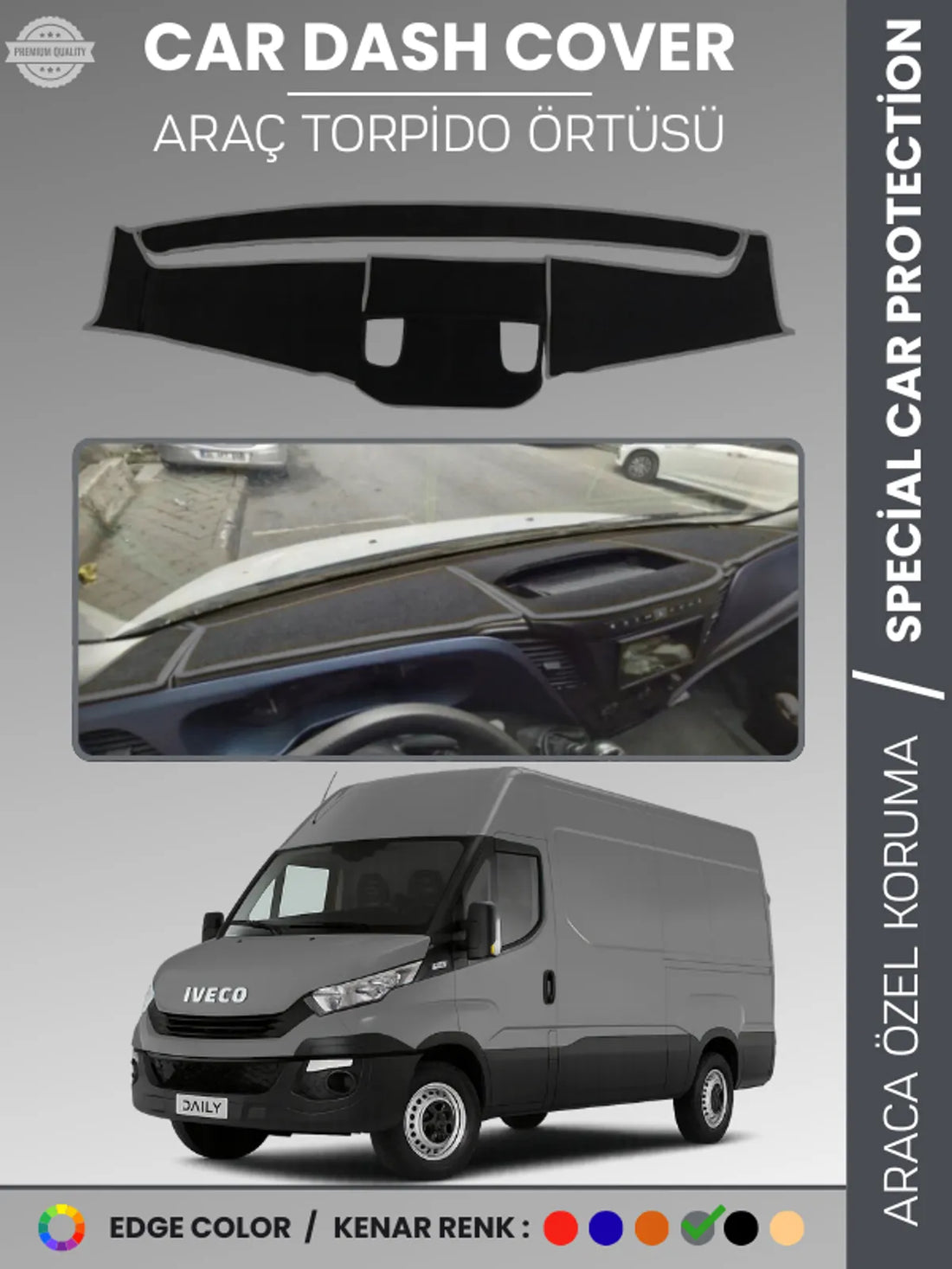 IVECO DAILY (2014-2019) Uyumlu Torpido Örtüsü Araca Özel Ön Göğüs Koruma