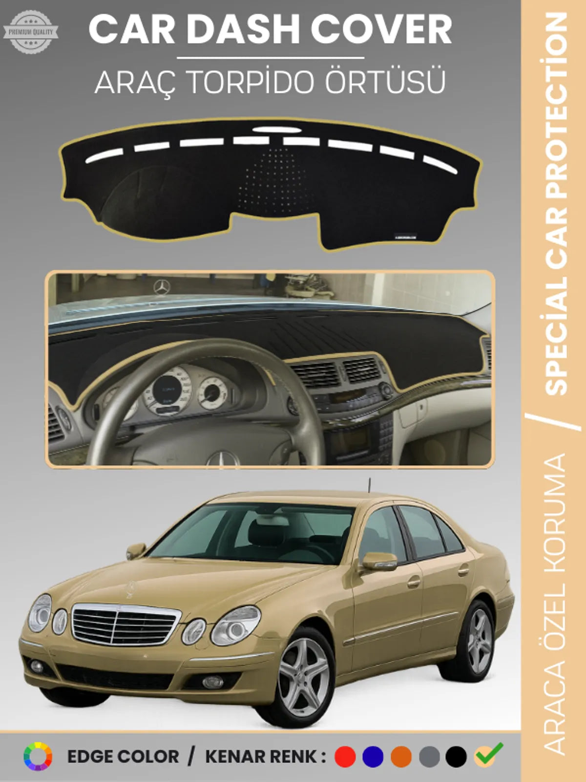 MERCEDES E200 / E220 / E240 / E270 W211 (2002-2009) Uyumlu Torpido Örtüsü Araca Özel Ön Göğüs Koruma