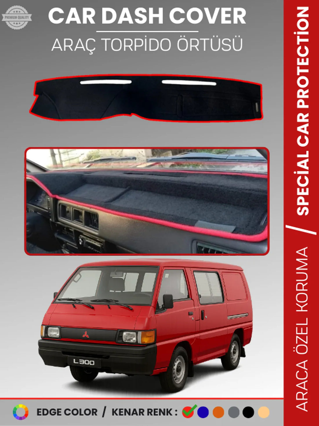 MITSUBISHI L300 (1986-1993) Uyumlu Torpido Örtüsü Araca Özel Ön Göğüs Koruma