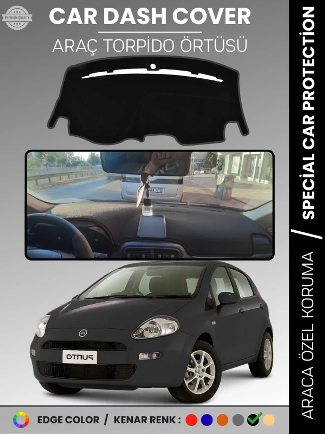 FIAT PUNTO GRANDE (2005-2018) Uyumlu Torpido Örtüsü Araca Özel Ön Göğüs Koruma